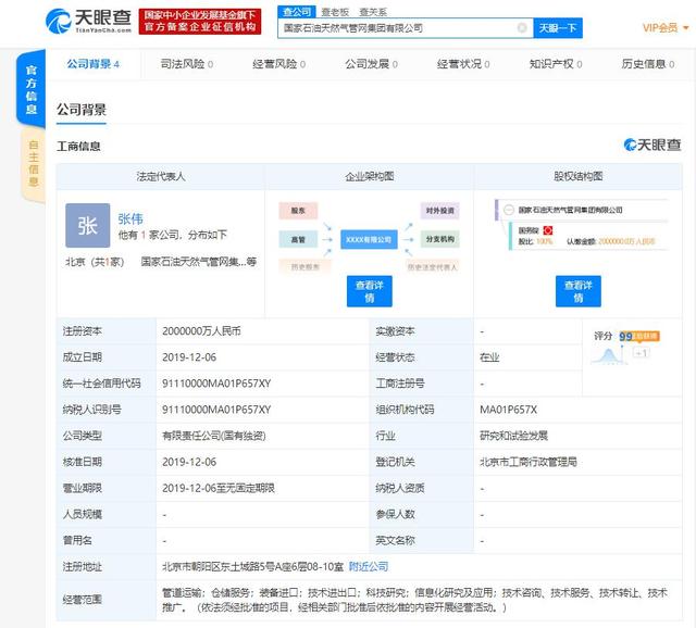 最年轻央企诞生 国家管网公司股东为国务院，张伟执掌万亿能源动脉
